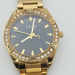 CIVO "Starry Sky" Ladies Watch Model 8118c Gold Plate Crystal Studded Case 6"